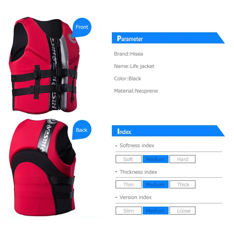 Спасательный жилет Hisea плавучий спасательный из неопрена и хлопка EPE для взрослых
