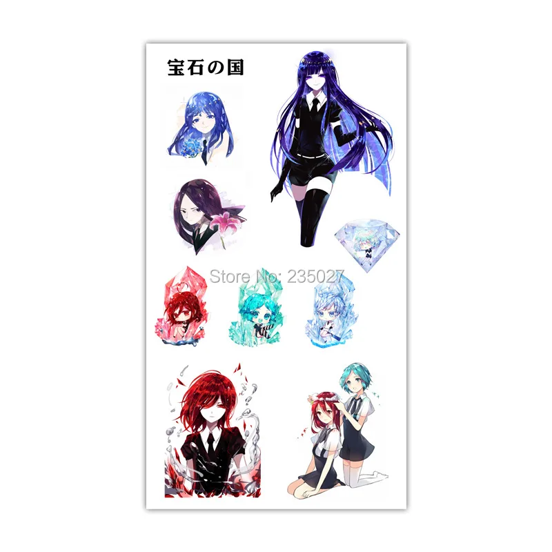

30 sheets/lot Land of the Lustrous Tattoo Stickers Children Tattoos Paper For Kids Body Arm Anime Sticker