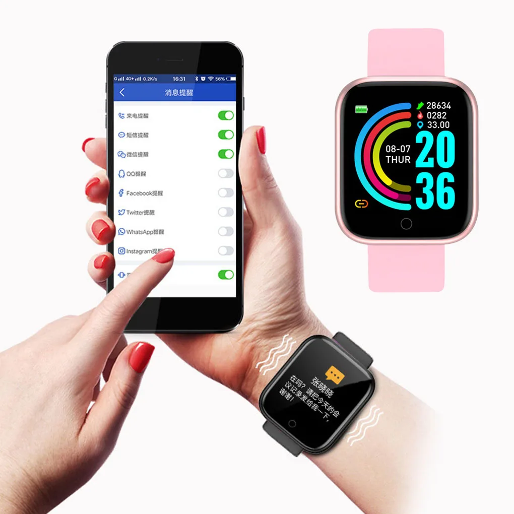 

Y68/D20 Smart Watch Men Wristwatches Smartwatch Electronic Clock Fitness Monitor Men Gift Reloj inteligente for Huawei Relogio