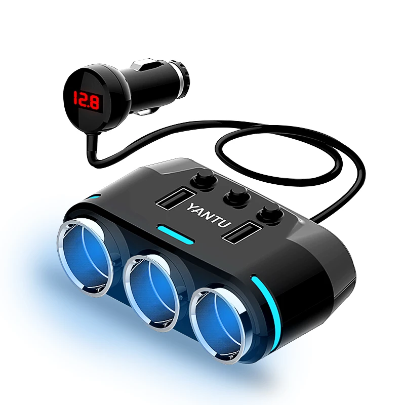 

12V-24V Car Cigarette Lighter Socket Splitter Plug LED Car USB Charger Adapter 3.1A 100W Voltage Detection For Phone MP3 DVR Pad
