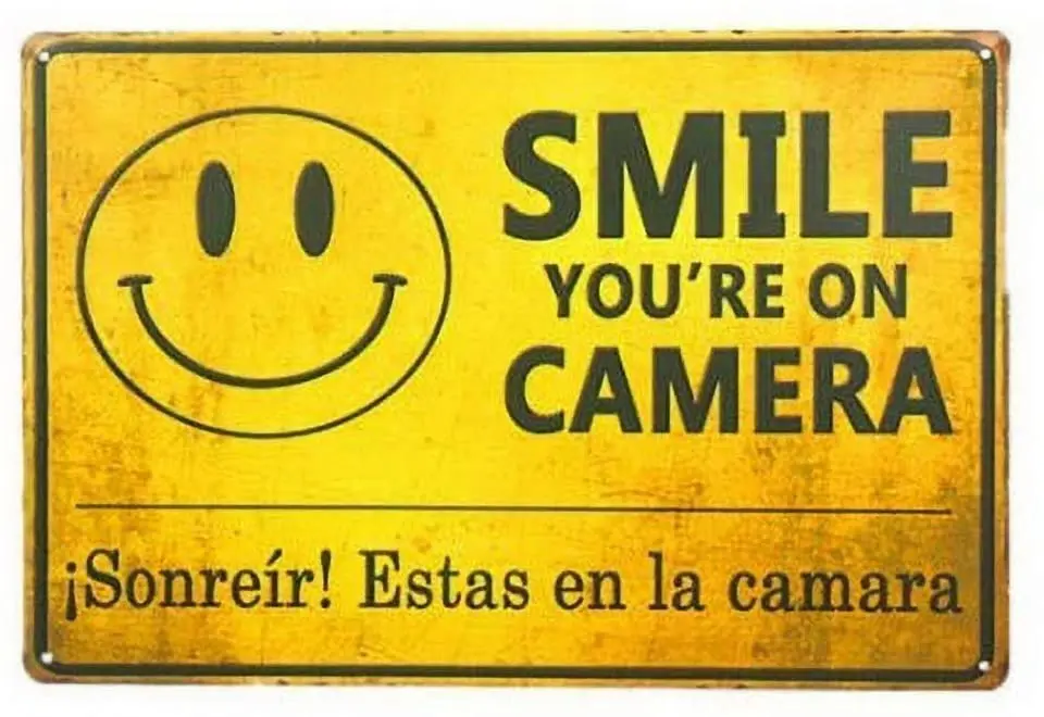 

Smile You're On Camera Nostalgic Poster Funny Art Decor Vintage Aluminum Retro Metal Tin Sign Painting Decorative Signs
