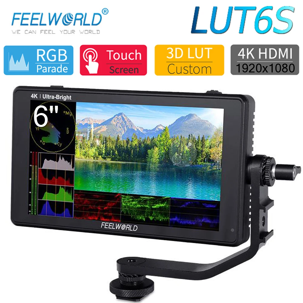 Bestellen FEELWORLD LUT6S 6 Zoll 2600nits 3D LUT Touchscreen DSLR Kamera Feld Monitor Mit 3G-SDI 4K HDMI Eingang Ausgang