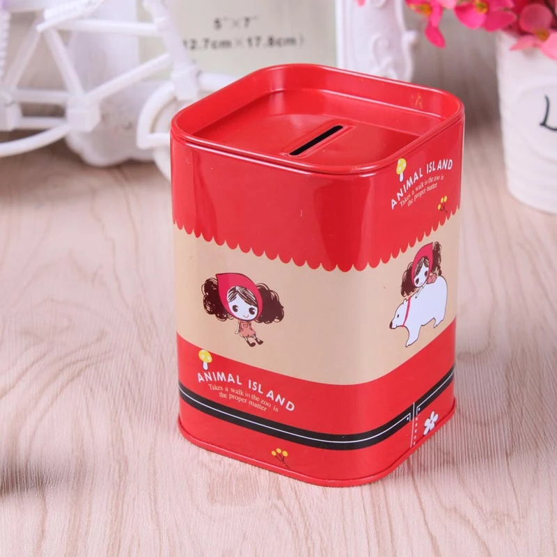 Red Новая Детская копилка для монет, Мультяшные коробки для денег для детей, железный домашний бак для хранения, копилка, Детские банковские игрушки, рождественские подарки - Цвет: Red