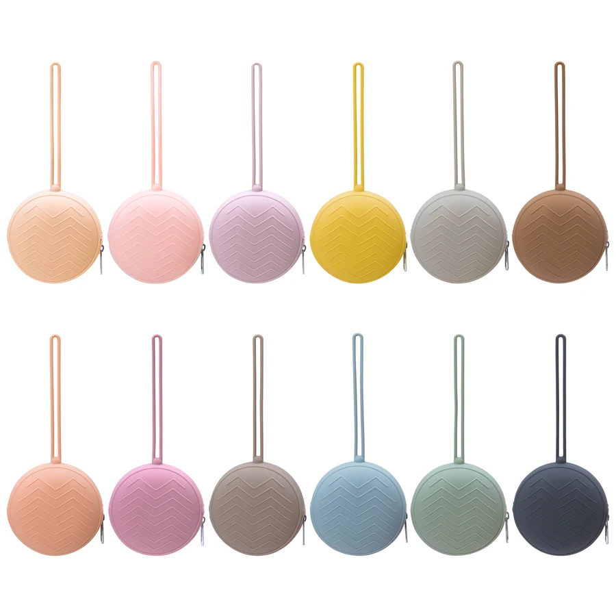 Silicone Storage Box Travel Bag Baby Pacifier Storage Box Travel Portable Box Wave Pattern Lipstick Bag Food-Grade Silicone