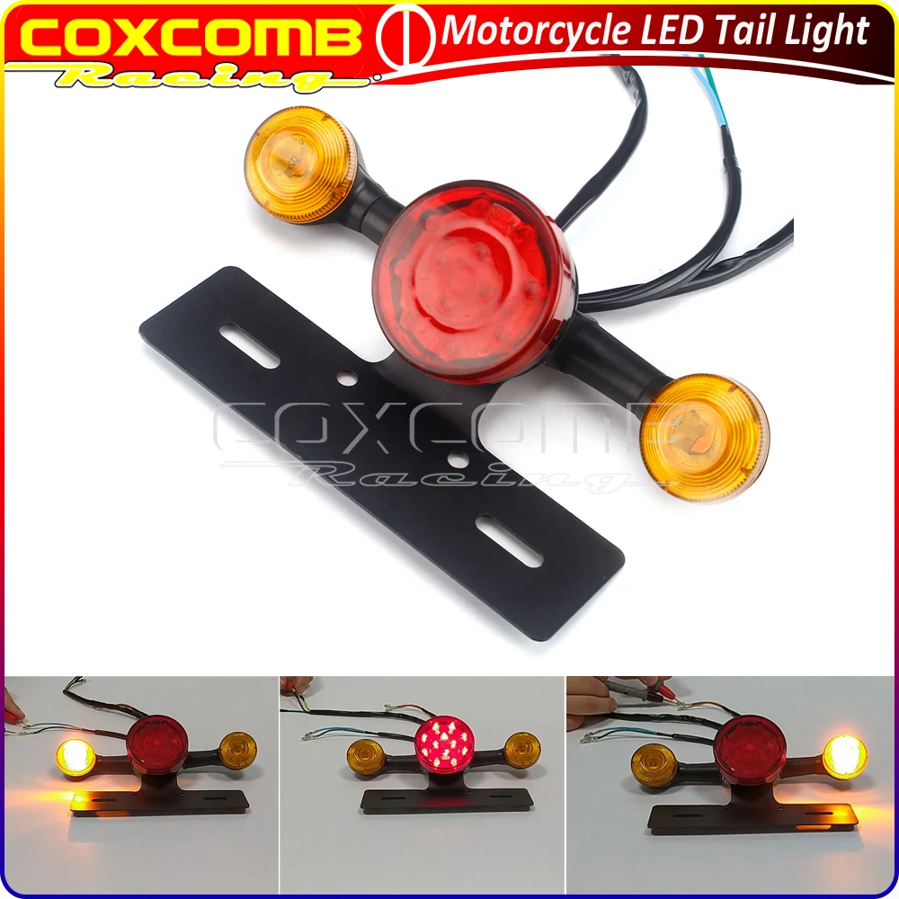 

Motorcycle Integrated 12V LED Tail Turn Signal Light w/License Plate Bracket For Honda Suzuki Yamaha Kawaski Chopper BMW