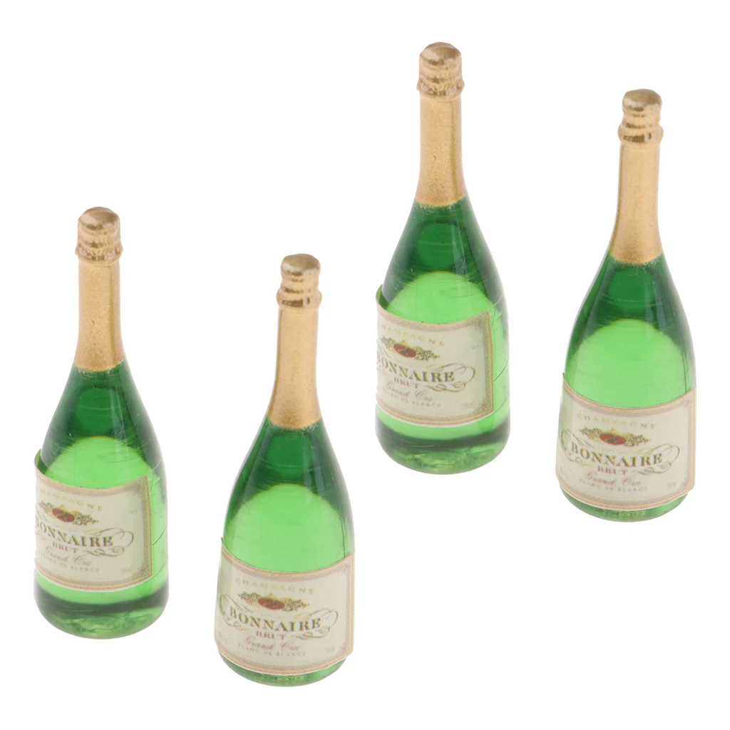 

Set of 4 Champagne Bottles 1:12 Mini Ornaments for Dolls House