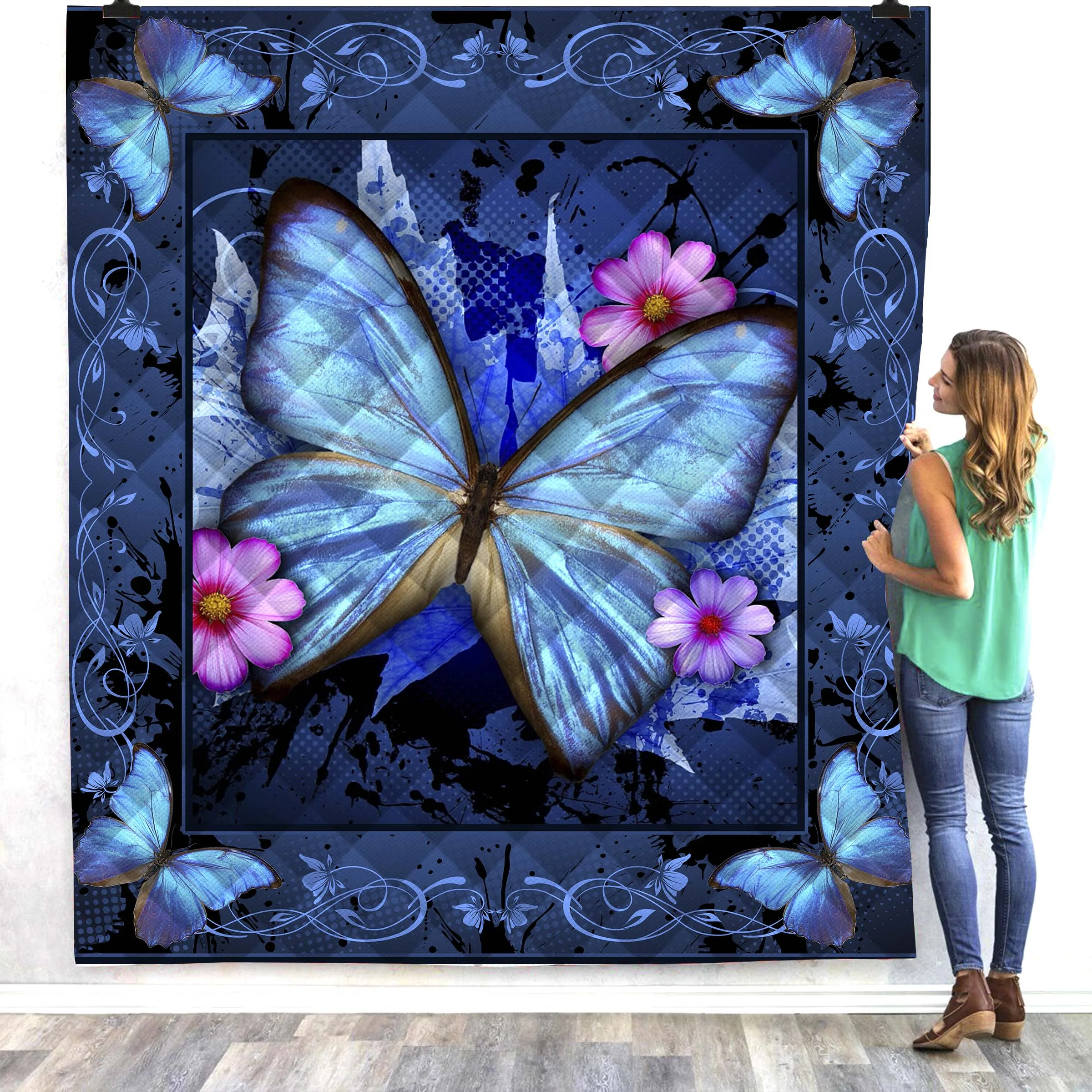 Трехмерное одеяло с принтом в виде бабочек гусиных мягких камней цифровое 2019