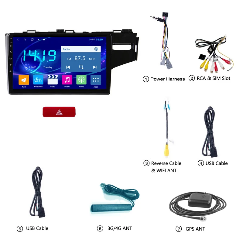 

4G+64G Car Radio for HONDA FIT JAZZ RHD 2014 Android 10 GPS Navigation Bluetooth IPS screen Car Audio Stere Multimedia