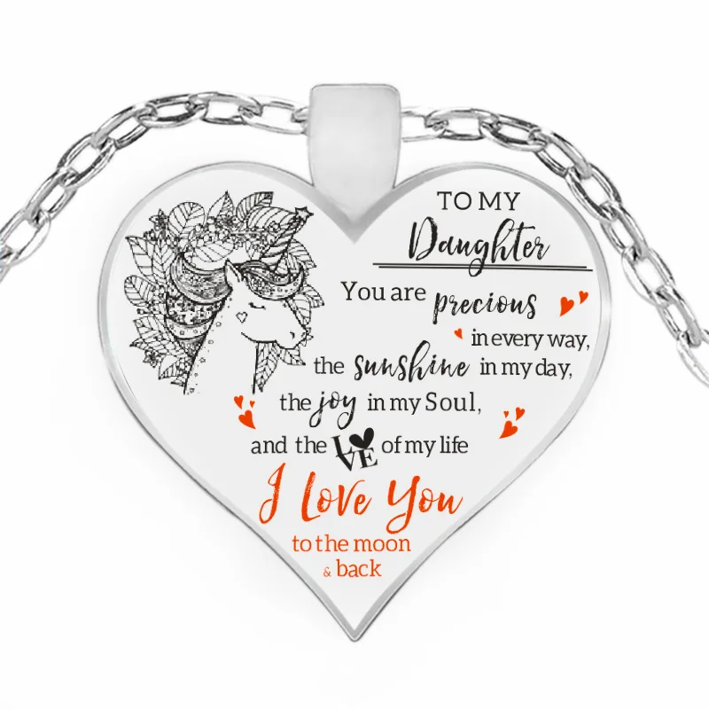 Ожерелье с сердечками для моей дочери милый Единорог цветок искусственное вдохновляющее ожерелье для женщин и девушек Подарок