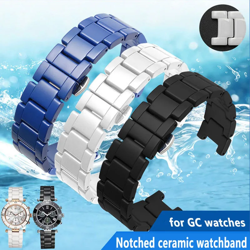 high quality Ceramic watchband for GC watches band Notched ceramic bracelet fashion | Watchbands