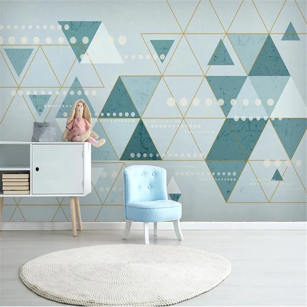 

Milofi Nordic modern minimalist personality geometric mural TV background wall
