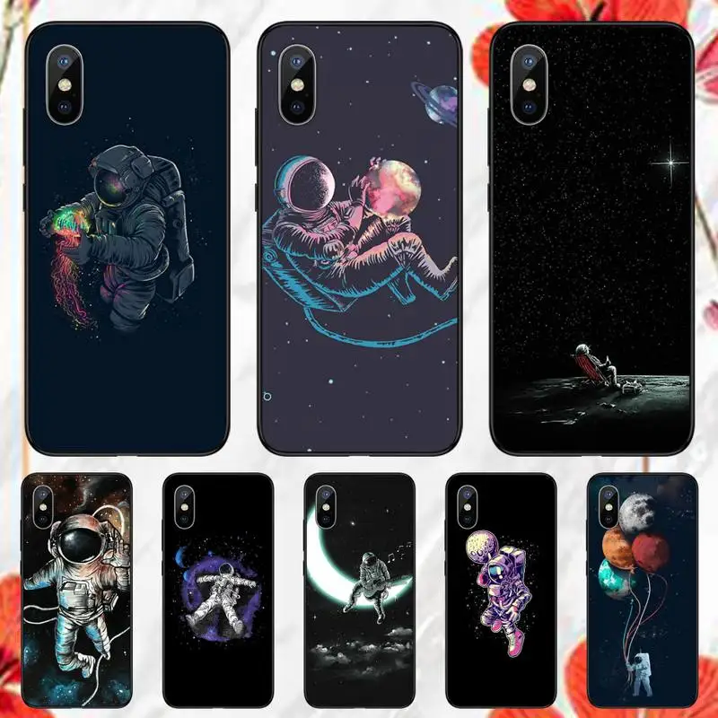 

New Space Astronaut Phone Case for iPhone 11 12 13 pro XS MAX 8 7 6 6S Plus X 5S SE 2020 XR mini
