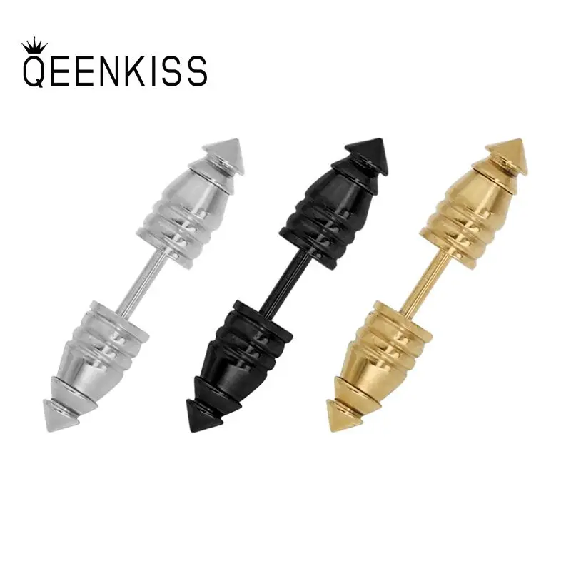 

QEENKISS EG881 Fine Jewelry Wholesale Fashion Woman Girl Wedding Birthday Gift Screw Titanium Stainless Steel Stud Earrings 1PC