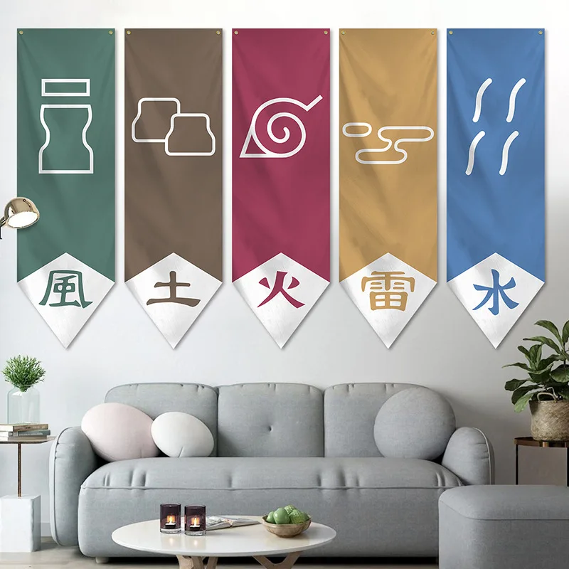 Флаг японского аниме огненный водяной ветровой гром земля флаг пяти стран