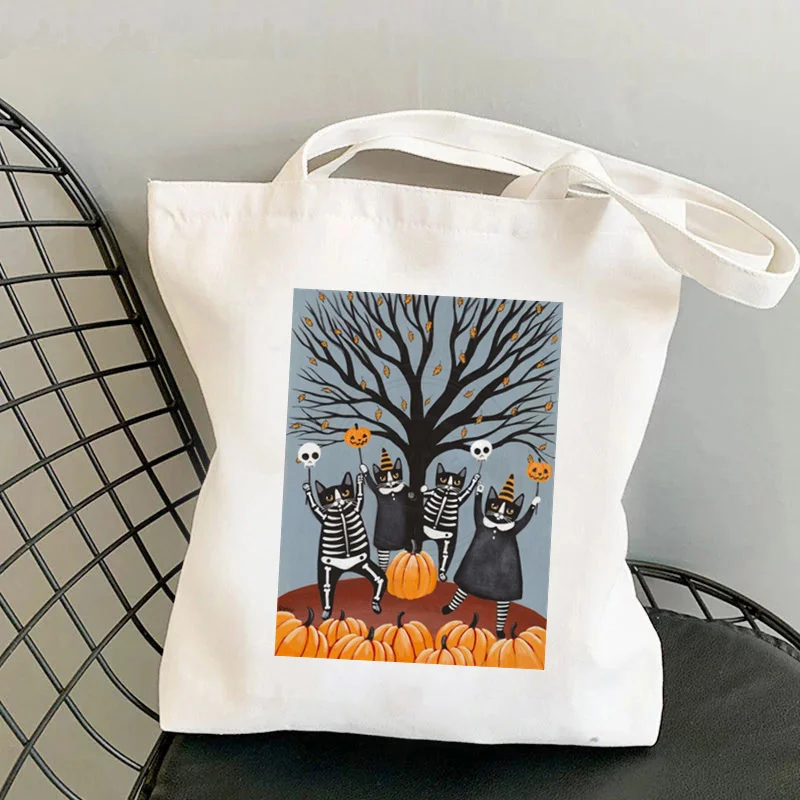 

2021 сумка-шоппер happy French Press Coffee, сумка-тоут с кошками, женская сумка в стиле Харадзюку, холщовая сумка-шоппер на плечо для девушек