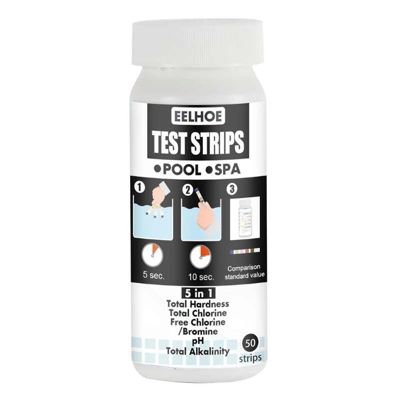 

Swimming Pool Spa Water Test Strips Chlorine Bromine pH Alkalinity Hardness Test X37E