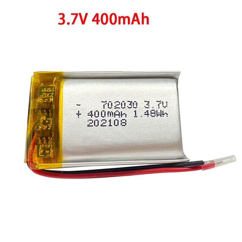 

702030 3.7V 400mAh lithium polymer rechargeable battery for toys DIY MP3 GPS PSP DVR remote control drone beauty instrument