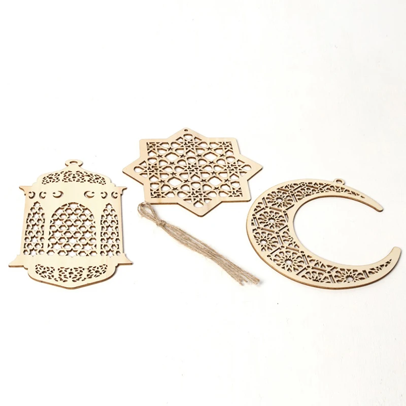3 шт. Рамадан Луна деревянный ИД украшение Мубарак для дома мечеть мусульманский
