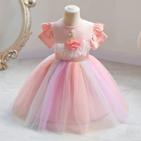 fluffy baby kids dresses for girls summer short sleeve lace party costume children elegant prom girls casual wear 2 10 years