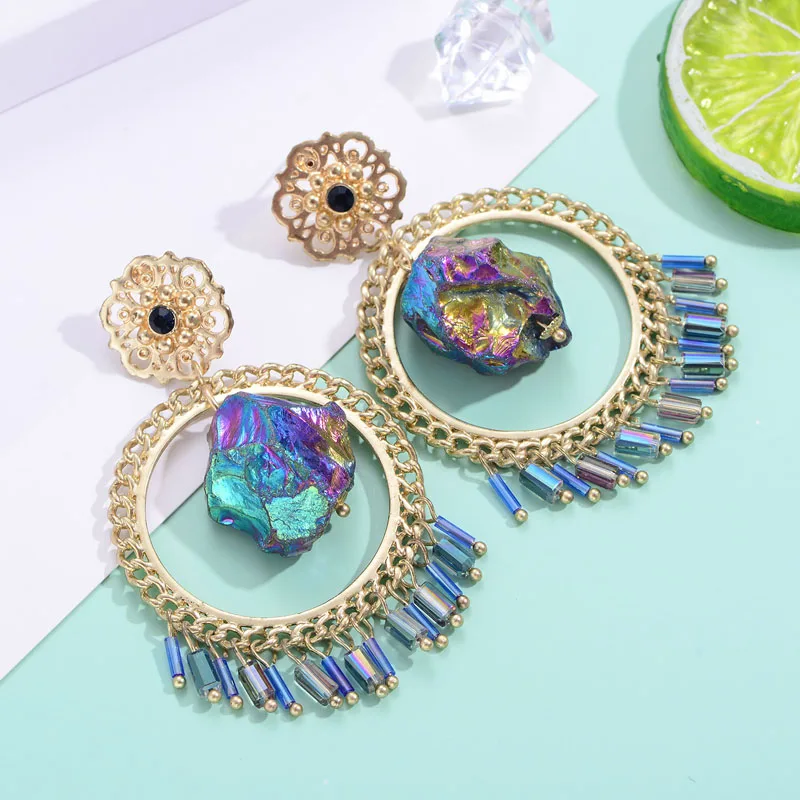 Женские серьги-подвески с крупными камнями Shineland | Украшения и аксессуары