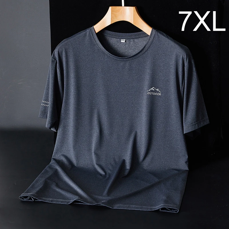 Большой Размеры Футболка мужская повседневная футболка Летняя с короткими