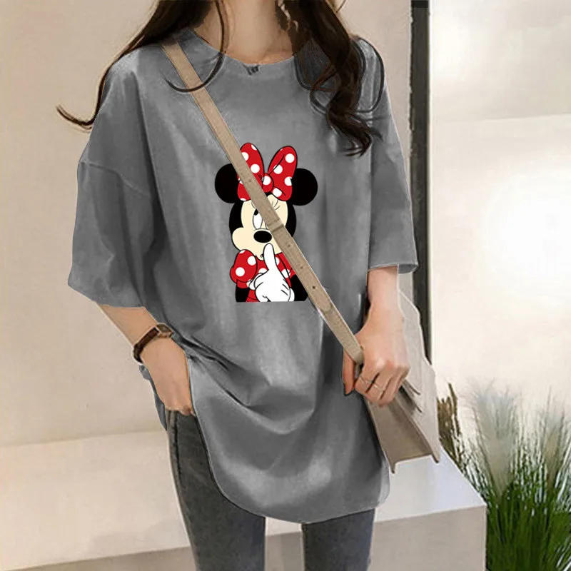 Летняя повседневная женская футболка с принтом мышки из мультфильма модная