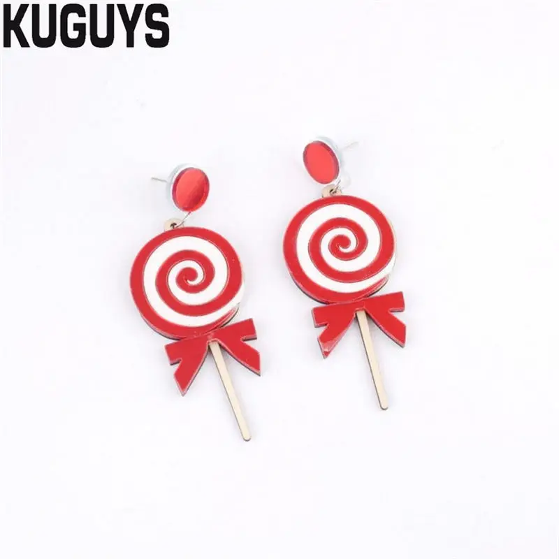 EARRING KUGUYS милые летние сережки-палочки для мороженого для женщин, блестящие акриловые длинные серьги-капли, модные ювелирные изделия, трендовые аксессуары - Окраска металла: EARRING