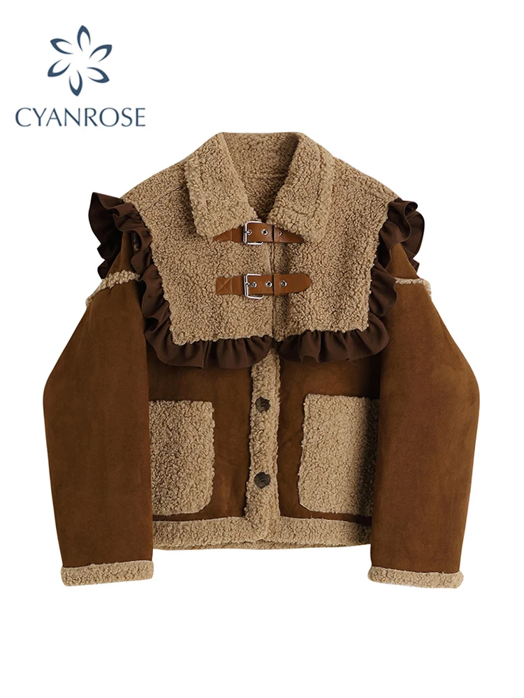 Женские винтажные замшевые меховые куртки с шалью однобортная куртка из овечьей
