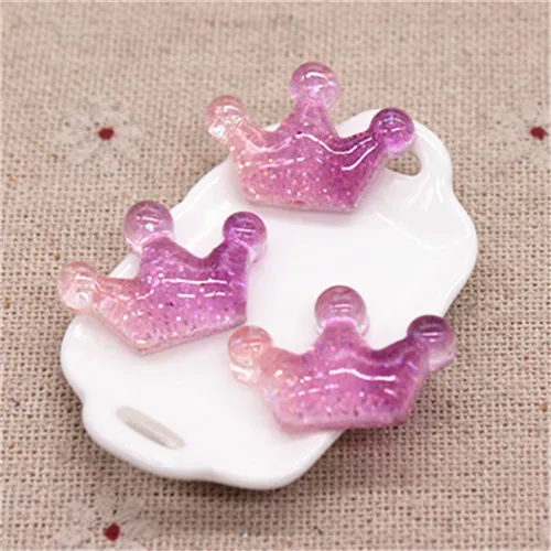 4crown 20pcs 20 шт новые смолы блеск градиент сердце/звезда/лук/корона/вишня/Seashell Кабошоны украшения Шарм основы для заколок для волос деко - Цвет: 4crown 20pcs
