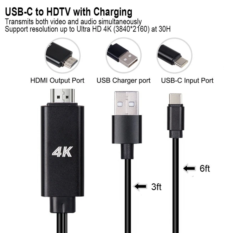 USB 3 1 type C телефон к HDMI ТВ/HD ТВ Видео кабель для Samsung Galaxy S8 S9 Plus| |