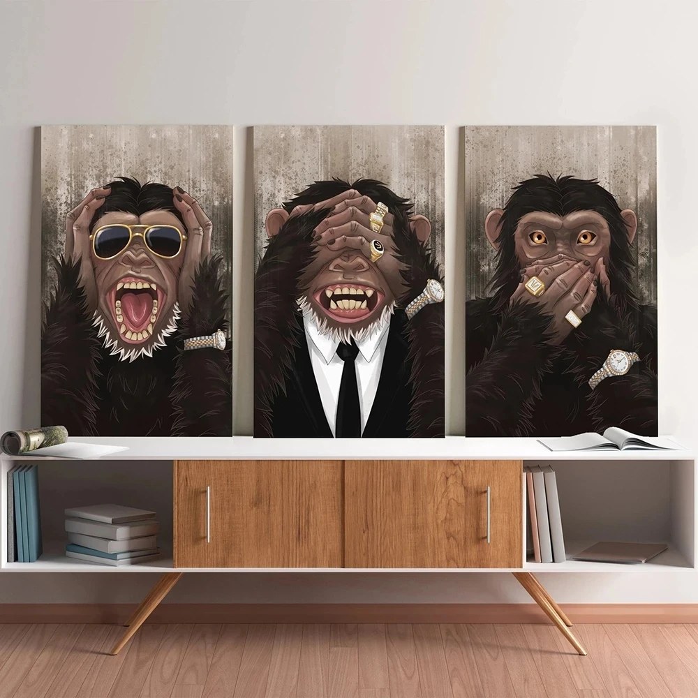 

Black And White Dog In A Suit And Sunglasses Canvas Painting Art Nordic Poster And Print Rich Monkey Wall Picture For Room Decor