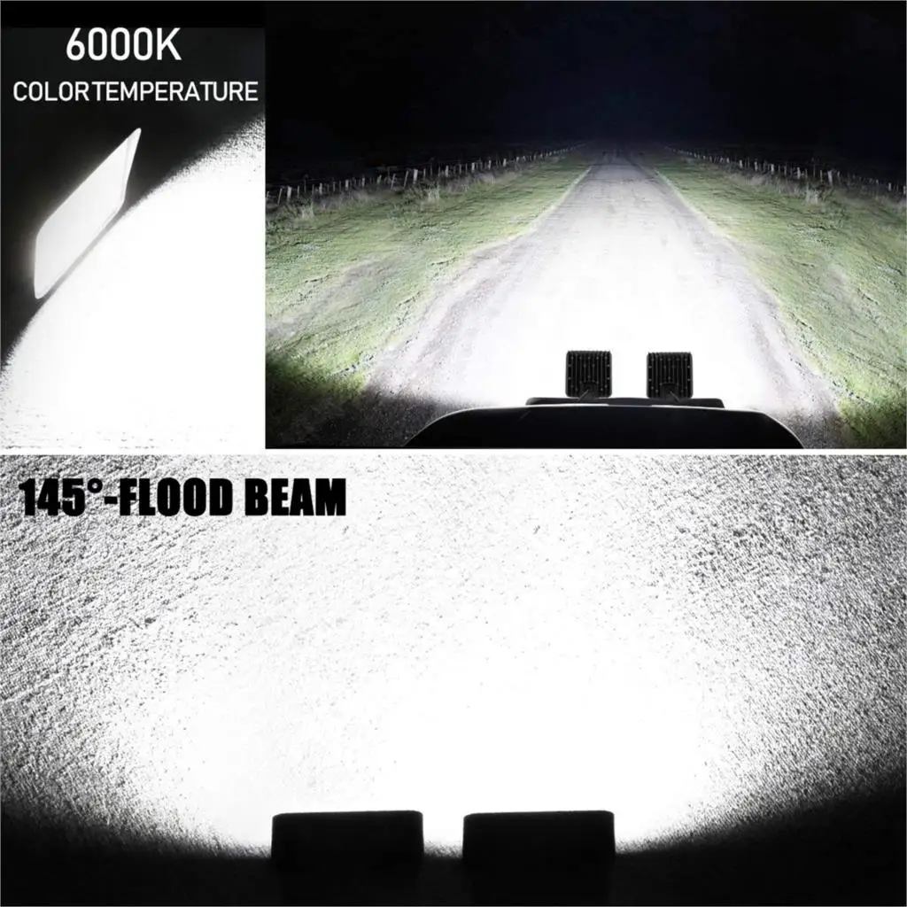 

2PCS Work Light 4'' 144W LED Offroad Pods Light Flood Fog Headlight Driving Light For Offroad Truck SUV ATV Support Dropshipping
