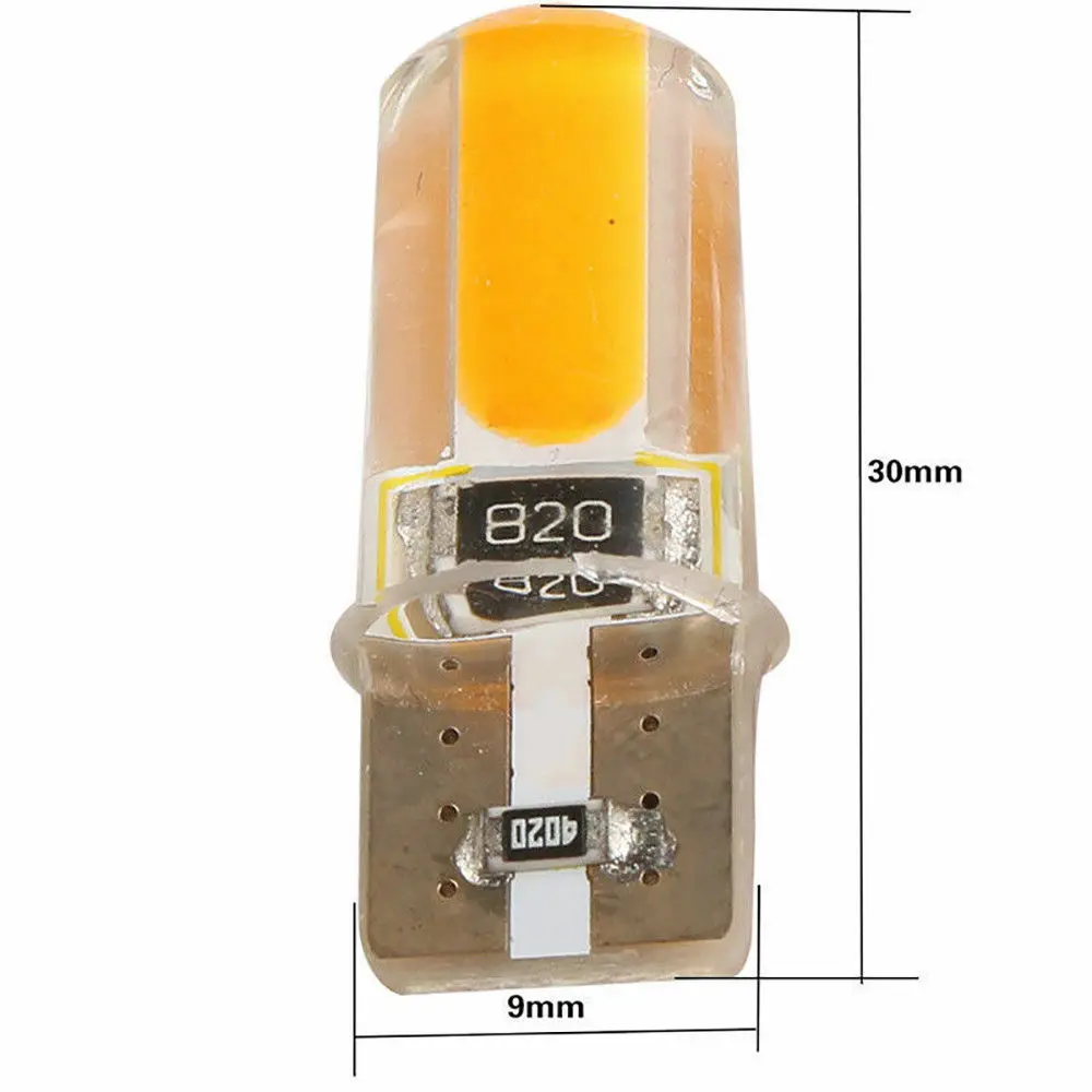 

4pcs T10 194 168 W5W COB LED Car Canbus Silica Width Light Bulb Amber Lamp Car Domes Map Lights Turn Signals Side Lamps