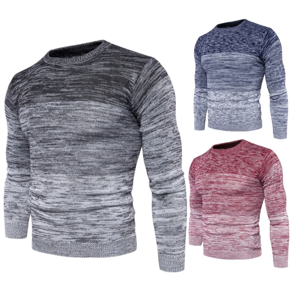 

2020 New Men's Solid Color Casual sweater Men's Slim Fit Knitted Pullovers Autumn Winter Men'S sweater