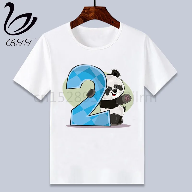 Футболка для дня рождения с изображением панды и цифр от 1 до 9 лет детская