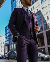 fashion purple slim fit men suits peaked lapel groom weddinng tuxedo causal male promdinner blazer 3 pieces set costume homme