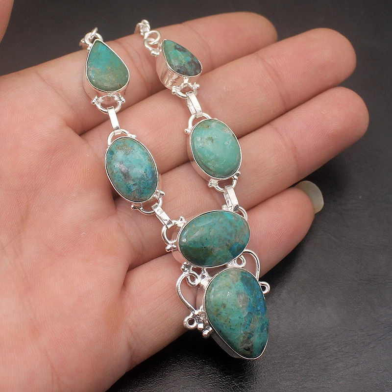 Rare Stylish Natural Green Sea Sediment 925 Sterling Silver Color Pendant Necklace Women Jewelry 18 Inch H407 | Украшения и