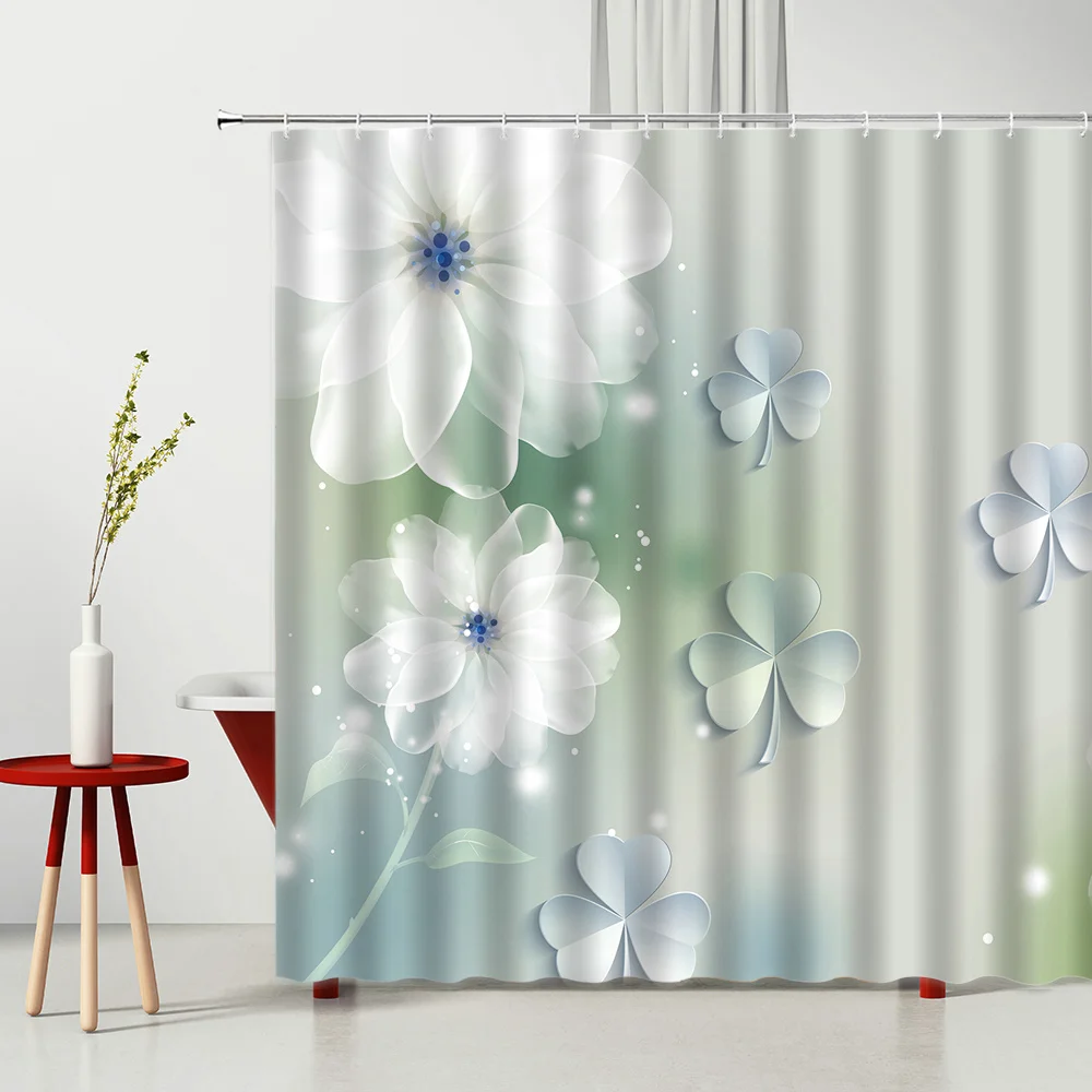 Весенние шторы для душа с цветами украшение ванны из чистой белой текстуры