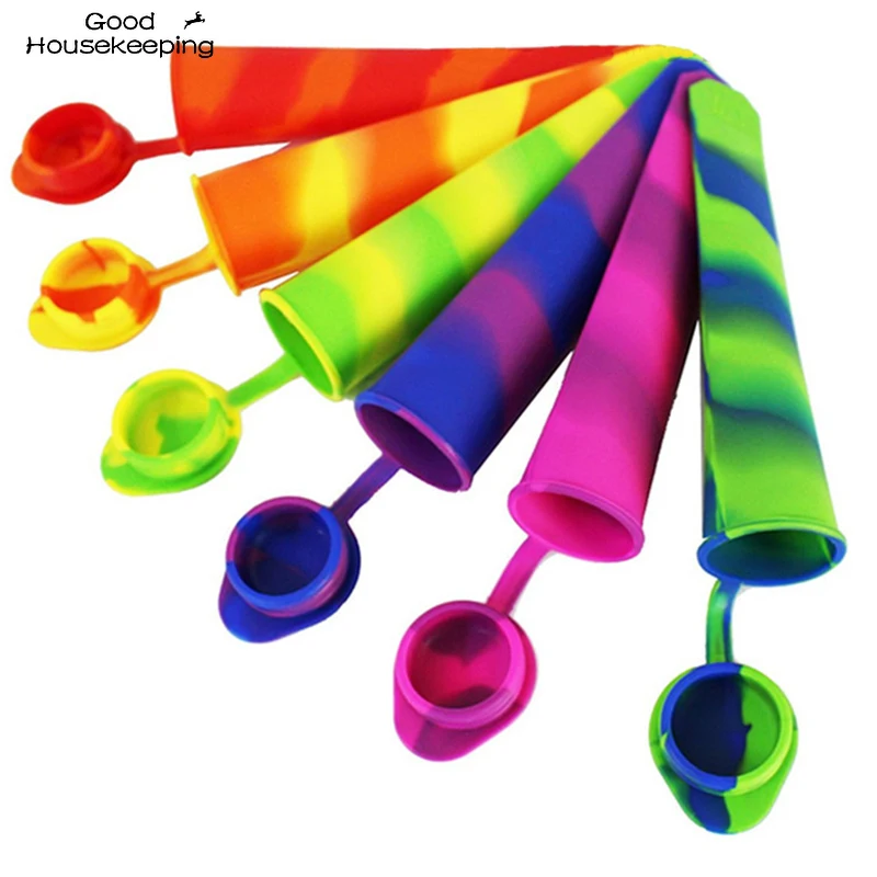 

Random Color New Silicone DIY Ice Pop Maker Tube Tray Popsicle Mold Frozen Ice Cream Yogurt Mold With Lids Children Gift
