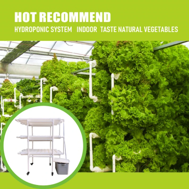 Removable Complete Hydroponic System 108 Holes 3 Layers Home Garden Planter Vertical Grow Salad Kit with Wheel for Vegetable