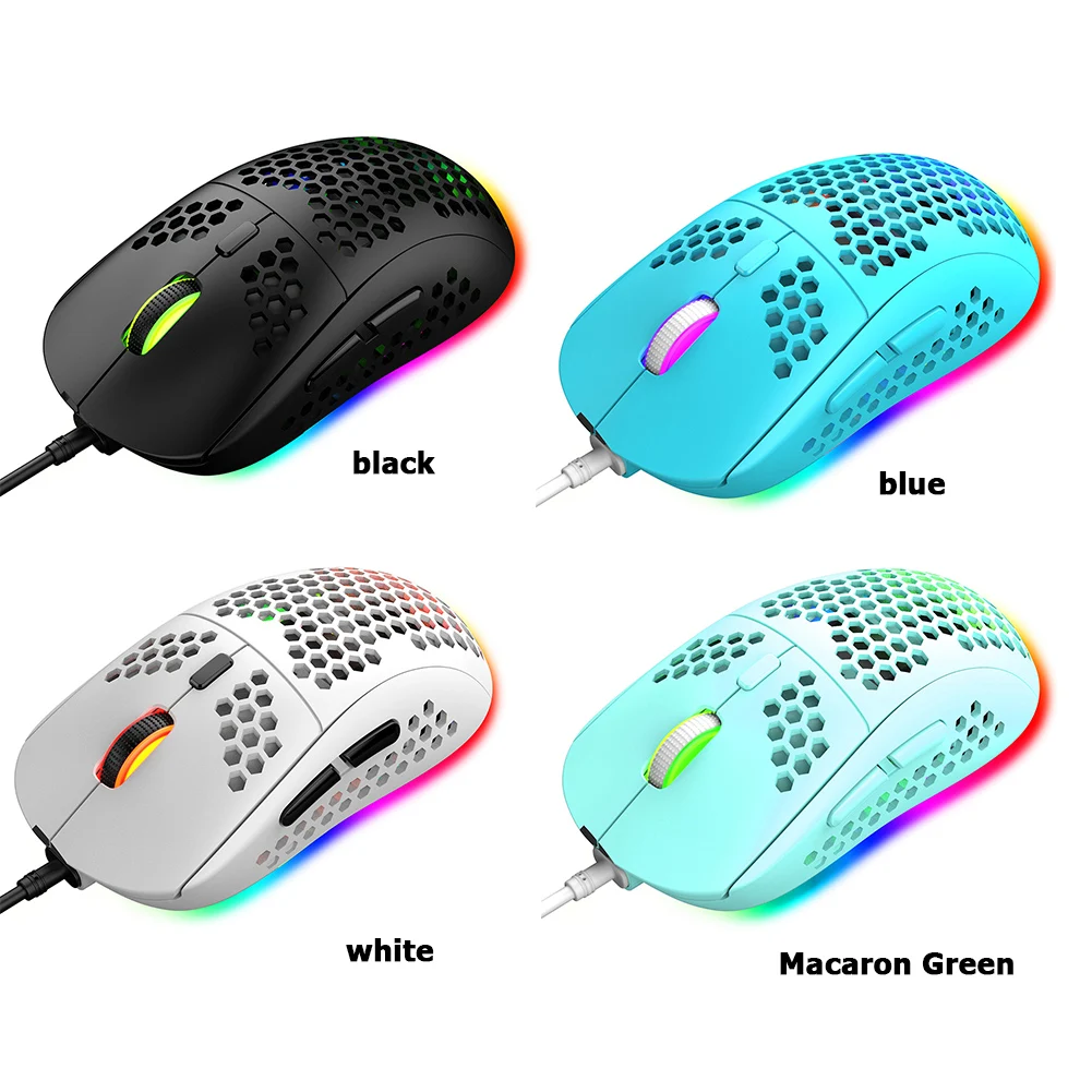 

RGB Wired Gaming Mouse with Lightweight Honeycomb Shell Optical Mice Gaming Mouse Ergonomic Gamer Mice For PUBG LOL Laptop PC
