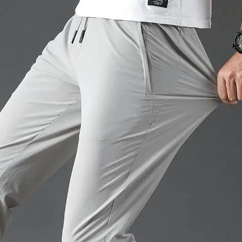 

Quick-drying pants men's summer thin stretch sports pants men's straight loose casual pants ice silk running hiking long pants