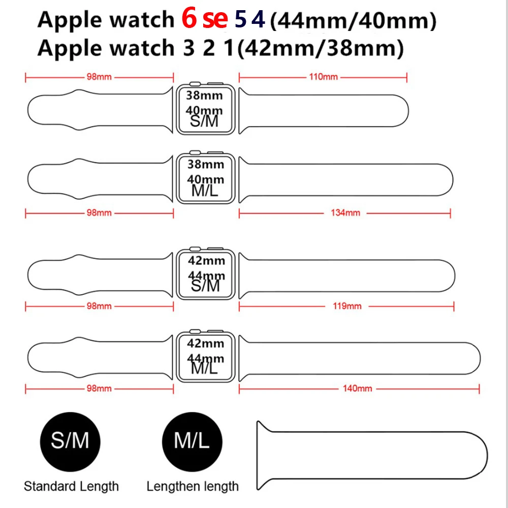 Silicone band For Apple Watch strap 44mm 40mm 42mm 38mm 40 44 42 mm smartwatch watchband correa bracelet iWatch 3 4 5 6 se strap