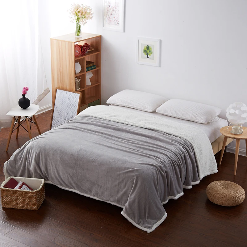 

Home Textile Winter Blankets Thicken bedspread Double layer heavy warm quilts Caral Fleece + camoFleece BerberFleece 2.8kgs 2017