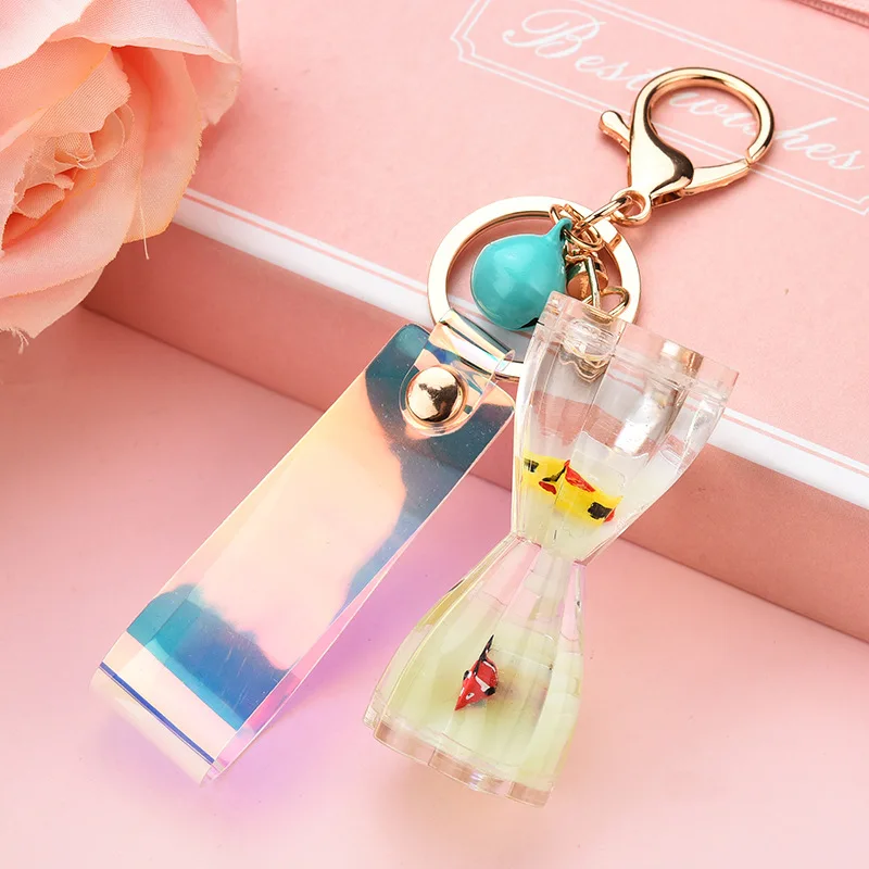 

Fashion Acrylic Oil Flowing Sand Doll Key Chain Bag Luggage Accessories Pendant Women's Creative Small Gifts Can Be Hung On
