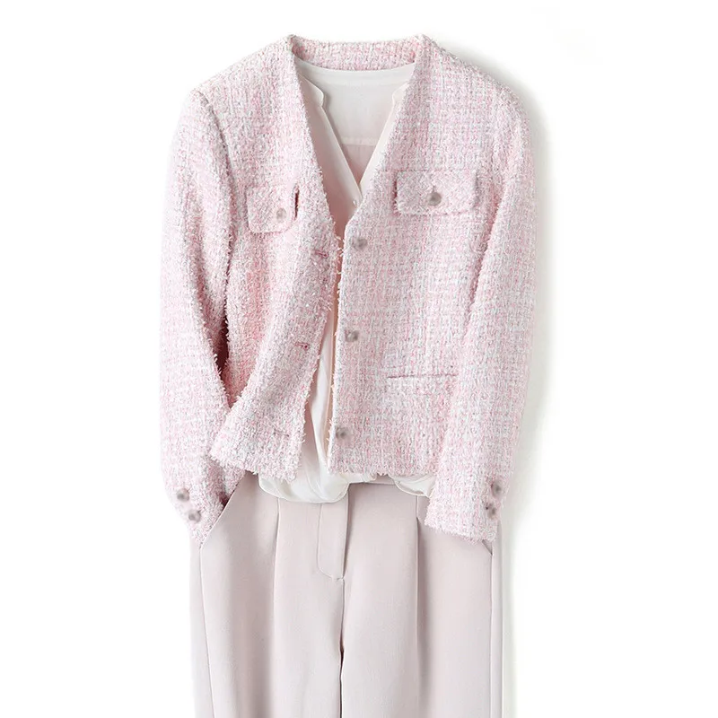 

2020 Autumn New Women's Short Jacket Temperament All-match Solid Color Stand Up Collar Small Fragrance Jacket Female C114