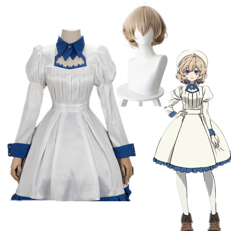 Disfraz de Anime en Spectre para mujer, conjunto completo de vestido de peluca blanca de Lolita, Iwanaga Kotoko, sombrero de inferencia inventada Kyokou Suiri