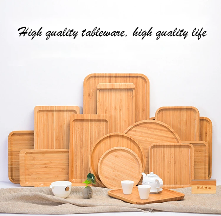 

Bamboo Hotel Tray Household Snack Plate BBQ Plate Salad Plate Wooden Tableware Wholesale Customized Dinner Plate Fruit Plate