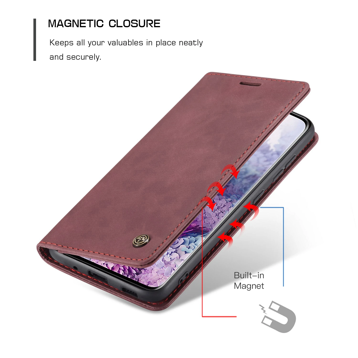 Флип чехол для Samsung S21/S20/Note20 ультрароскошный кожаный магнитный Galaxy S8 S9 S10 Note10 Plus A51