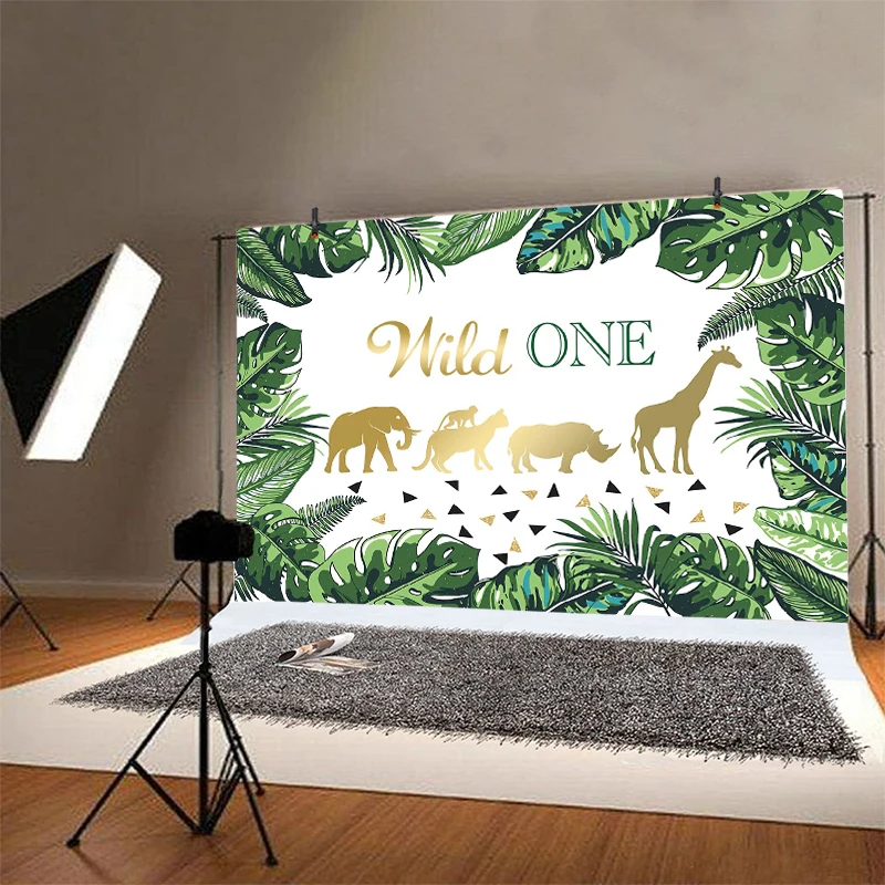 Фон для фотосъемки с изображением животных джунглей сафари льва слона днем